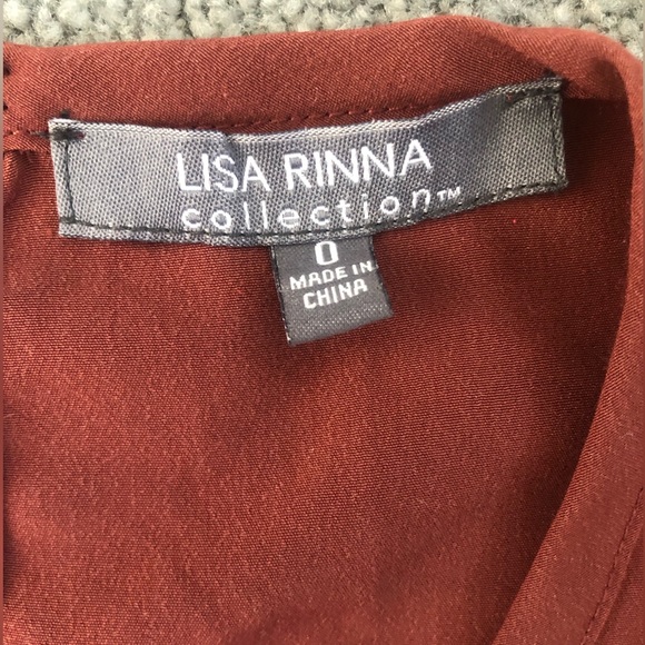 New Lisa Rinna Collection burnt orange red silk poly a-line tank top sz 0 XXS XS - Picture 3 of 3